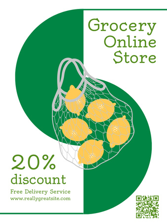 Online nakupování v potravinách s doručením Poster US Šablona návrhu