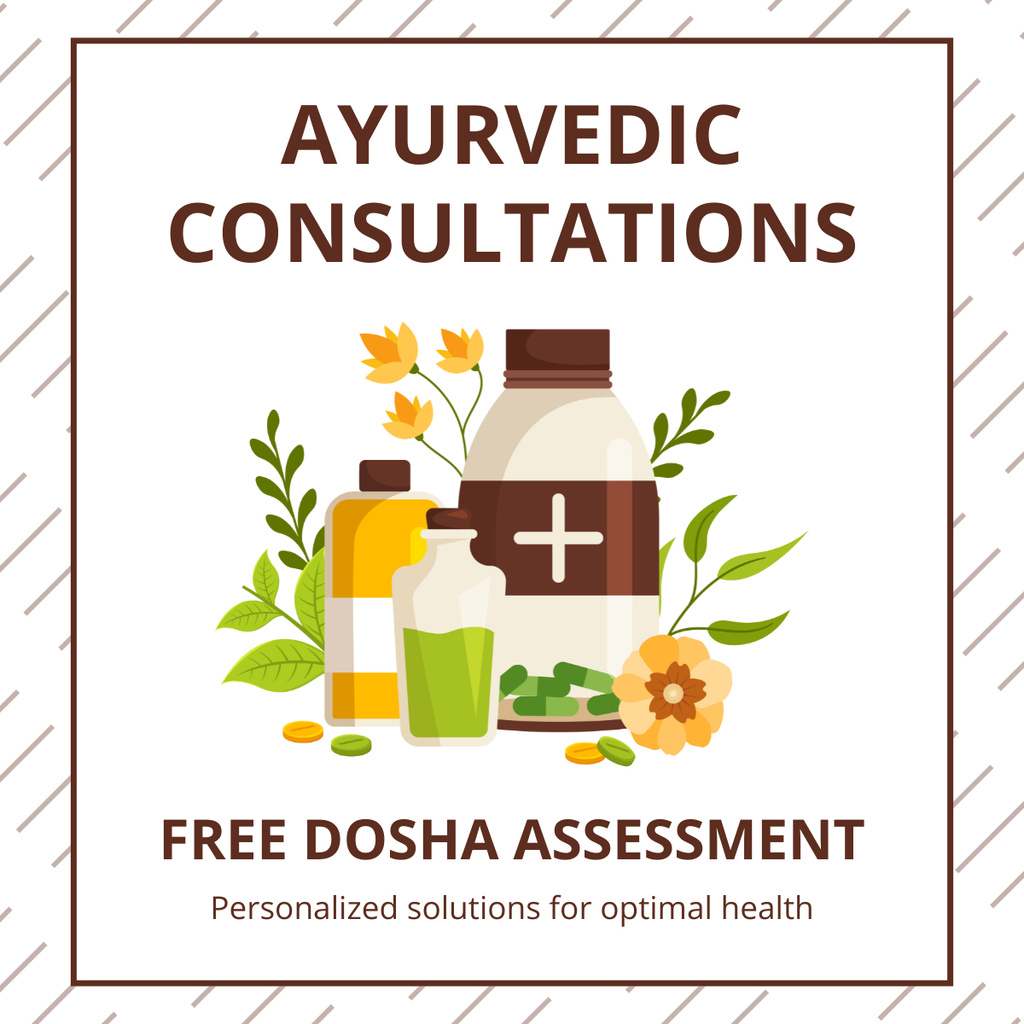 Template di design Ayurvedic Consultation With Free Dosha Assessment LinkedIn post