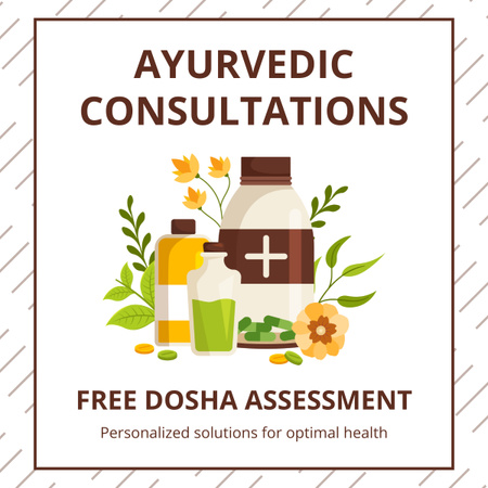 Modèle de visuel Consultation ayurvédique avec évaluation gratuite des Dosha - LinkedIn post