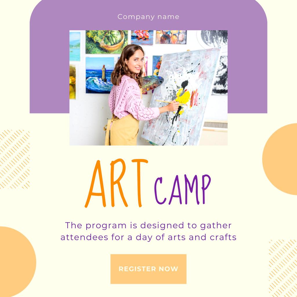 Girl Paints on Easel Instagram – шаблон для дизайна
