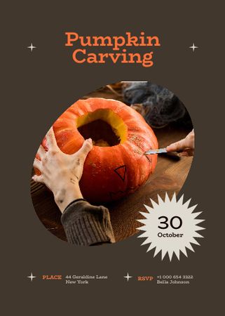 Plantilla de diseño de Halloween Pumpkin Carving Announcement Invitation 