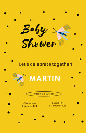Baby Shower Celebration Announcement In Yellow Invitation 5.5x8.5in Design Template
