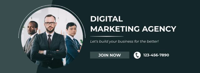 Digital Marketing Agency Ad with Businessmen Facebook coverデザインテンプレート