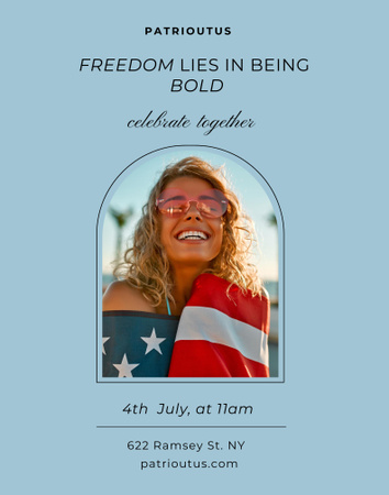 Independence Day Quote on Blue Poster 22x28in Design Template