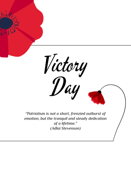 Plantilla de diseño de Victory Day Event Announcement with Red Poppy Postcard A5 Vertical 