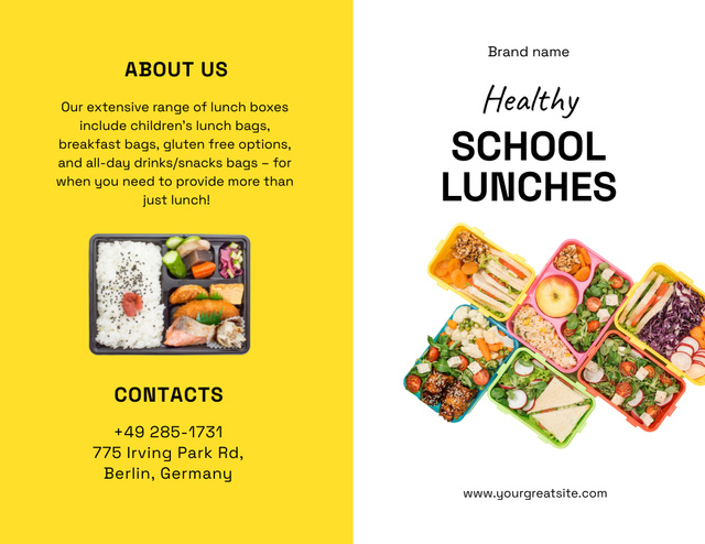 Healthy School Lunches Promotion With Description Brochure 8.5x11in Bi-fold Modelo de Design