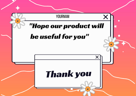 Beyaz Papatya Çiçeği İle Teşekkür Mesajı Card Tasarım Şablonu