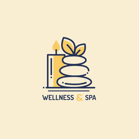 Spa Ad with Zen Stones and Candle Logo 1080x1080px – шаблон для дизайна