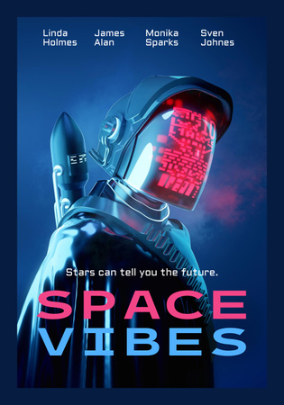 Designvorlage Ad of New Movie with Man in Astronaut Suit für Poster 28x40in