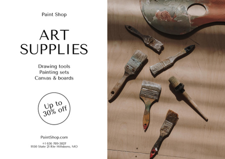 Art Supplies Sale Offer Poster B2 Horizontal Design Template