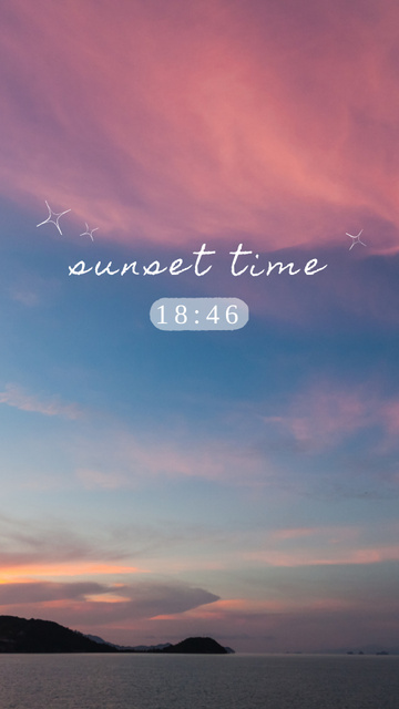 Sunset Time clock on purple Sky Instagram Video Story Design Template