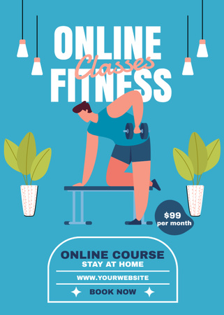 Online Fitness Classes Ad Flayer Design Template