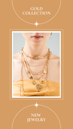 Gold Collection with Lady Wearing Necklace Instagram Story Šablona návrhu