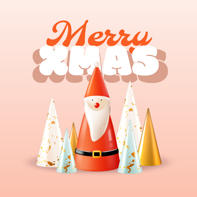 Festive Christmas Holiday Greeting with Santa In Gradient Instagram Design Template