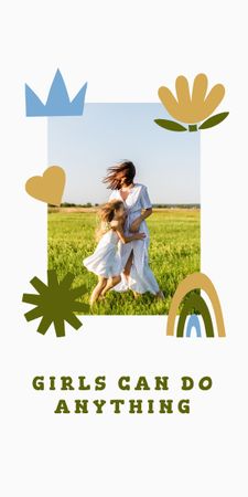 Designvorlage Girl Power Inspiration with Woman holding Happy Child für Graphic