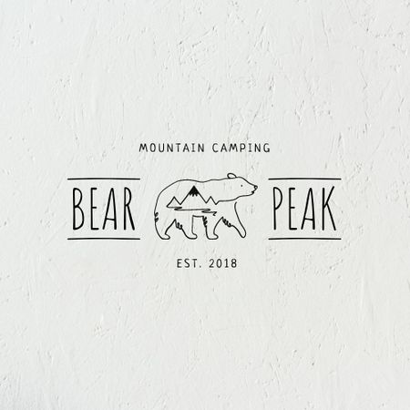 Travel Tour Offer with Bear and Mountains Logo Tasarım Şablonu