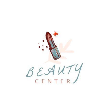 Beauty Salon Ad with Lipstick Logo Design Template