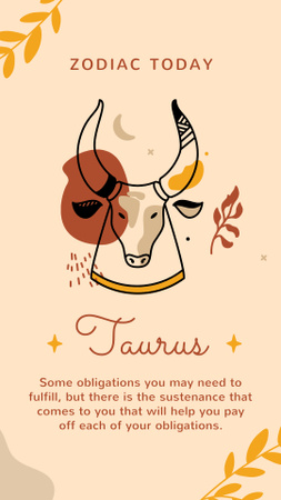 Zodiac Sign of Taurus with Daily Horoscope Instagram Story Design Template