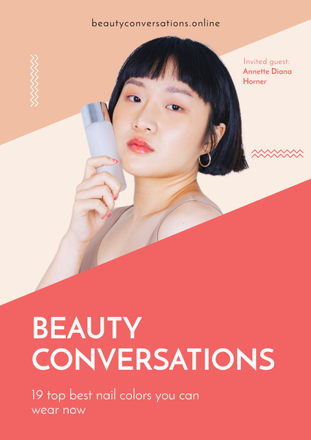 Beauty Event Announcement with Attractive Woman Poster A3 Tasarım Şablonu