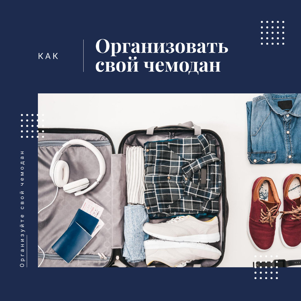 Ontwerpsjabloon van Instagram van Clothes in travel suitcase