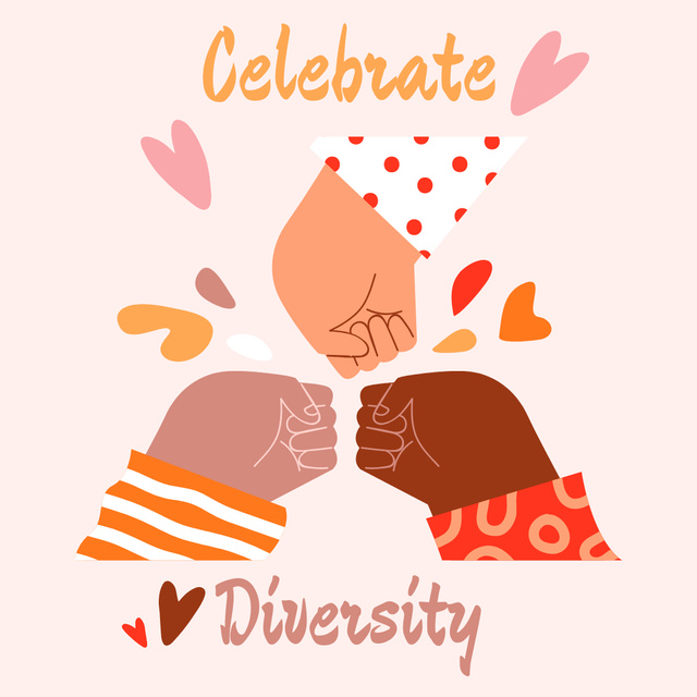 Ontwerpsjabloon van Instagram van Diversity Fists Illustration