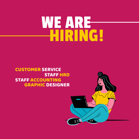 Template di design Job Advertisement with Woman at Laptop Instagram