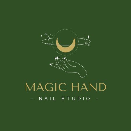 Elegant Manicure Services Ad on Green Logo Design Template