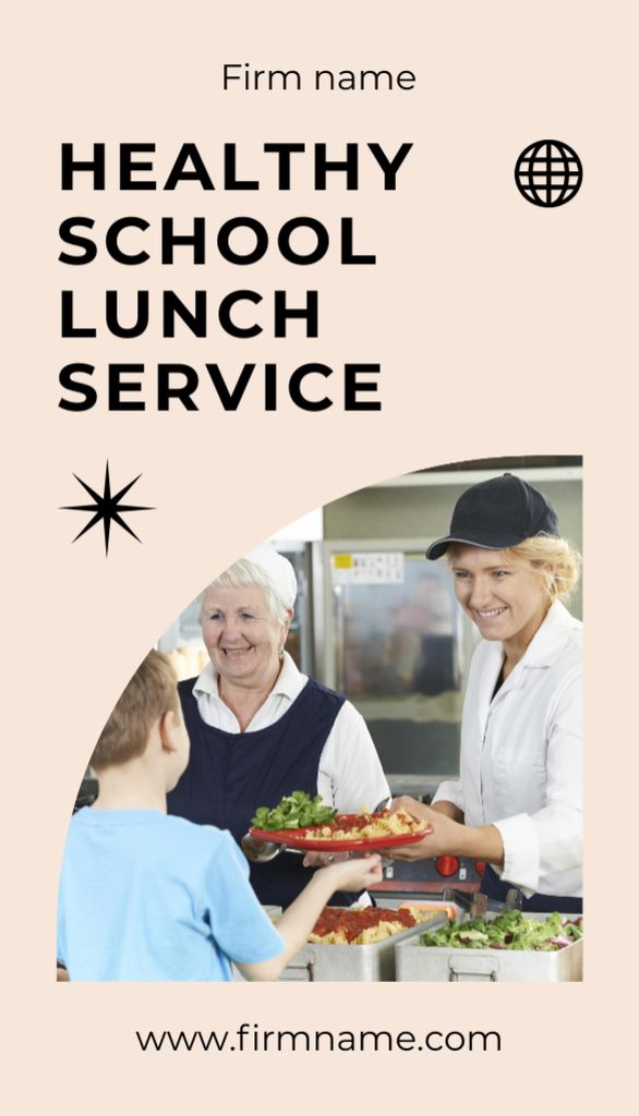 Healthy School Lunch Delivery Services Business Card US Vertical Modelo de Design