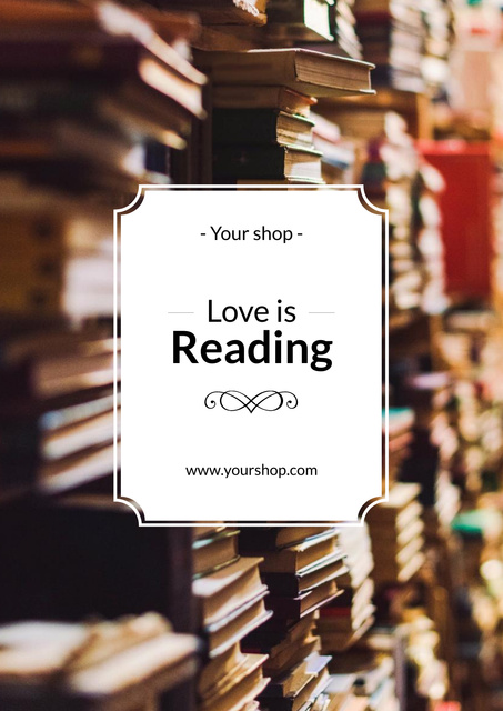 Plantilla de diseño de Inspiration for Reading with Books on Shelves Poster 