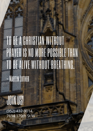 Quote about Christian Religion with Beautiful Church Flyer A6 Šablona návrhu