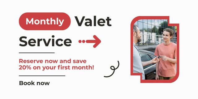 Monthly Discounted Valet Parking Services Twitterデザインテンプレート