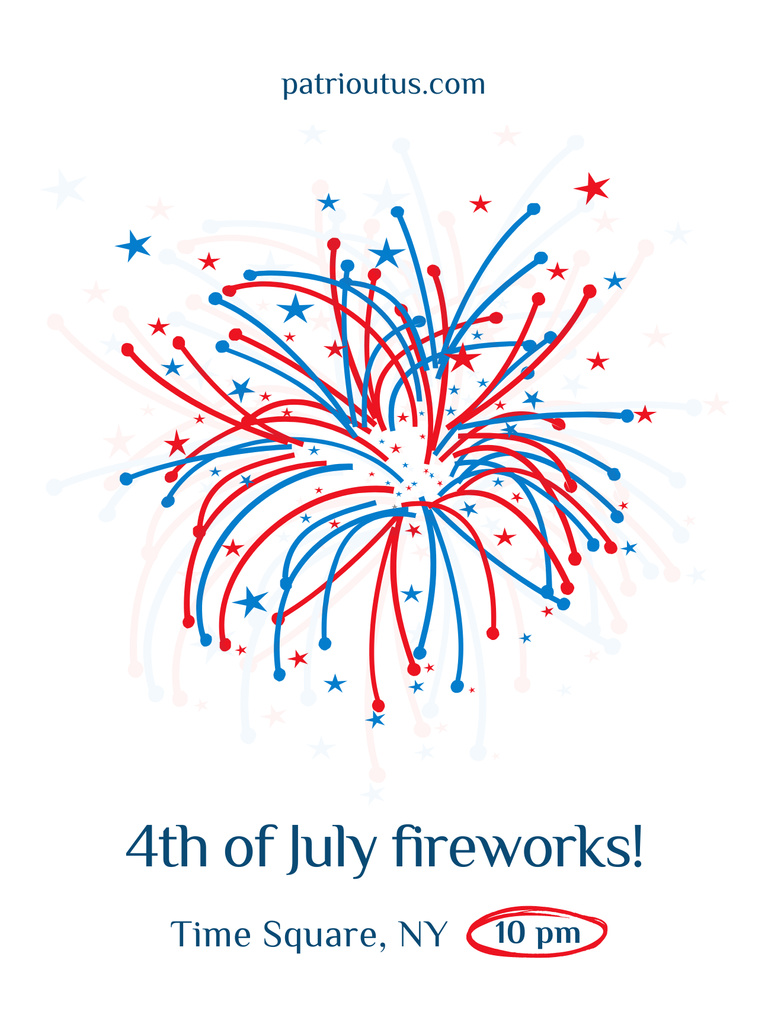 USA Independence Day Celebration with Fireworks Sketch Poster US Design Template