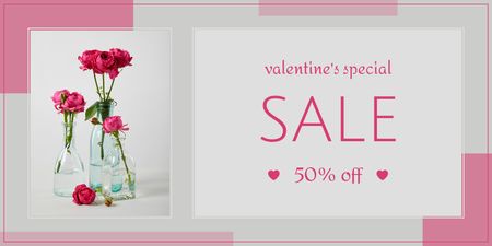 Valentýnská výprodejová nabídka s růžemi Twitter Šablona návrhu
