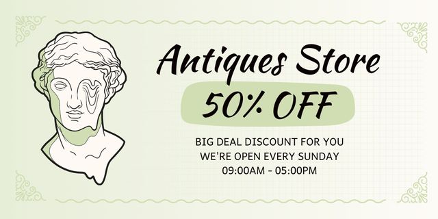 Template di design Antique Sculpture On Discounted Rates In Antiques Store Twitter