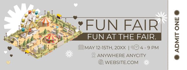 Amusement Fun Fair Announcement Ticketデザインテンプレート