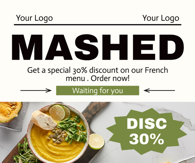 Offer Discounts on French Puree Soups Facebook Design Template