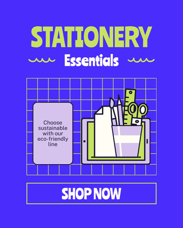 Green Product Markdowns At Stationery Store Instagram Post Vertical Tasarım Şablonu