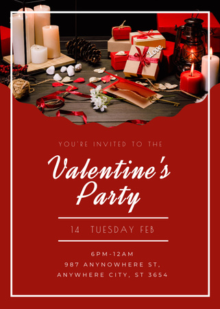 Plantilla de diseño de Valentine's Day Romantic Party Invitation Invitation 
