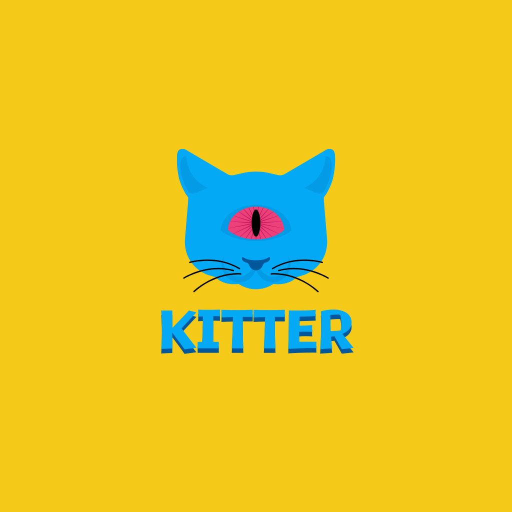Funny Cat with Single Eye Logo Tasarım Şablonu