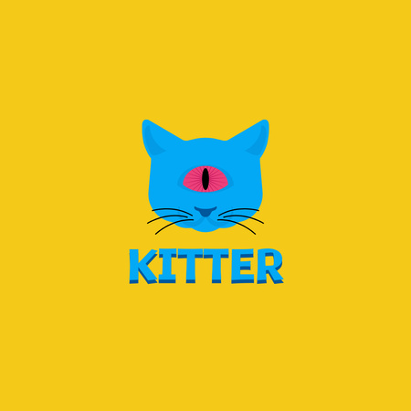 Funny Cat with Single Eye Logo Design Template