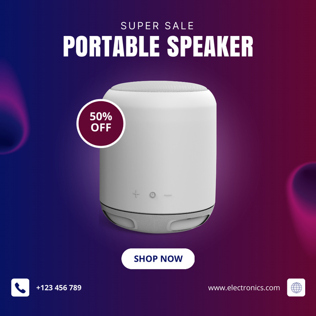 Designvorlage Super Sale on Modern Portable Speaker Model für Instagram