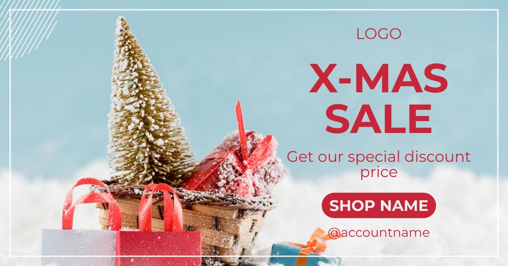 Designvorlage Christmas Sale Offer In Cloud für Facebook AD