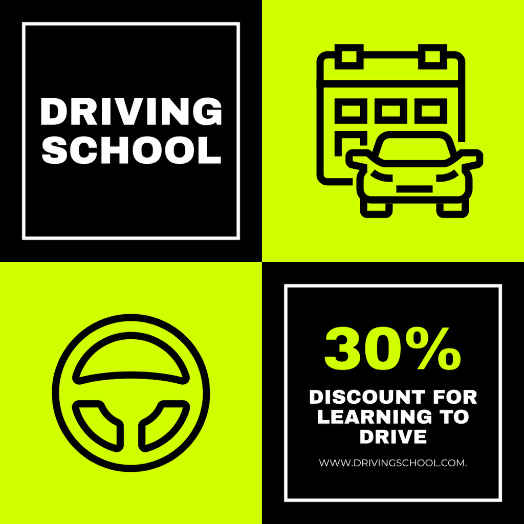 Qualified Driving School Trainings With Discount Offer Instagram AD – шаблон для дизайну