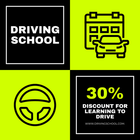Szablon projektu Szkolenia Kwalifikowanej Szkoły Jazdy Z Ofertą Rabatową Instagram AD