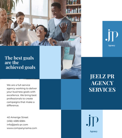 Team of Business Agency at Meeting Brochure 9x8in Bi-fold Design Template