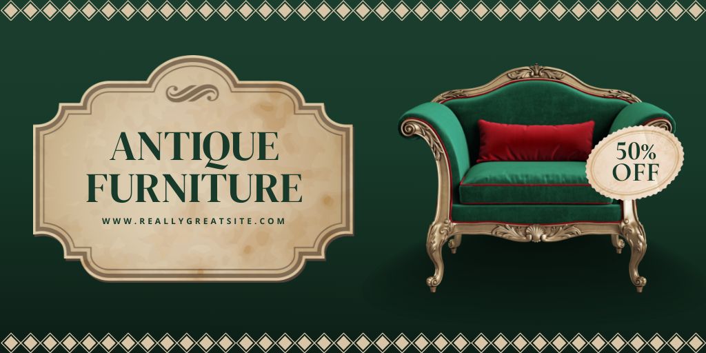 Antiques Furniture Pieces And Armchair At Discounted Rates Offer Twitter Design Template