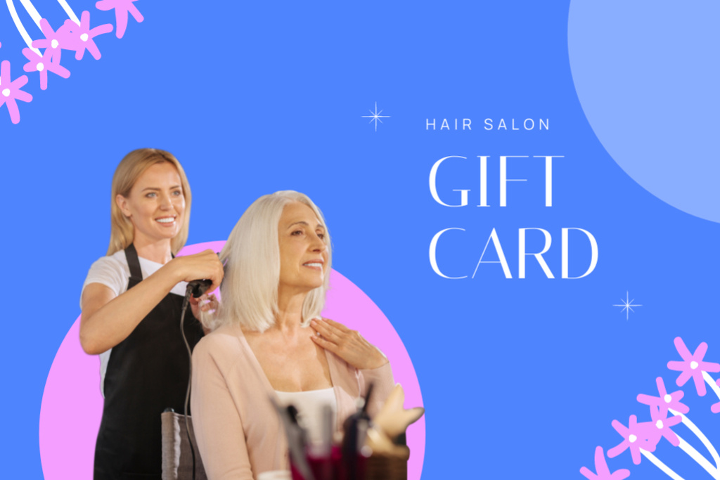 Woman with Her Hairstylist in Beauty Salon Gift Certificate – шаблон для дизайну