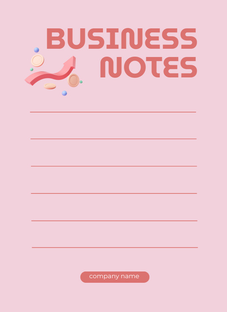 Modern Business Planner With Growing Arrow on Pink Notepad 4x5.5inデザインテンプレート