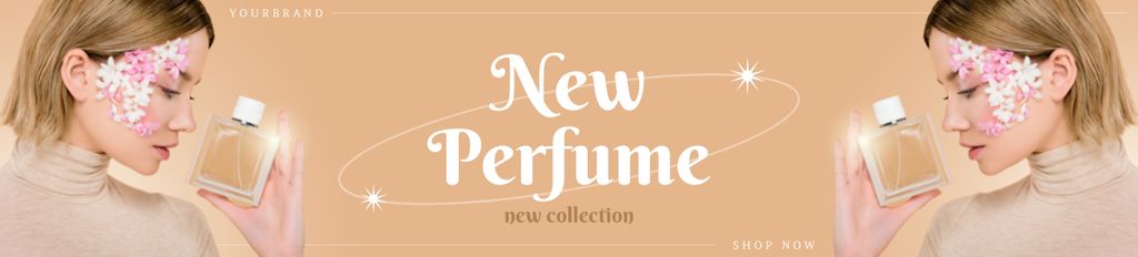 Designvorlage Floral Fragrance Ad with Petals on Woman's Face für Ebay Store Billboard