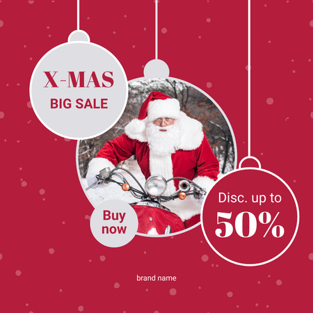 Christmas discount with Santa on motor sleigh Instagram AD – шаблон для дизайну